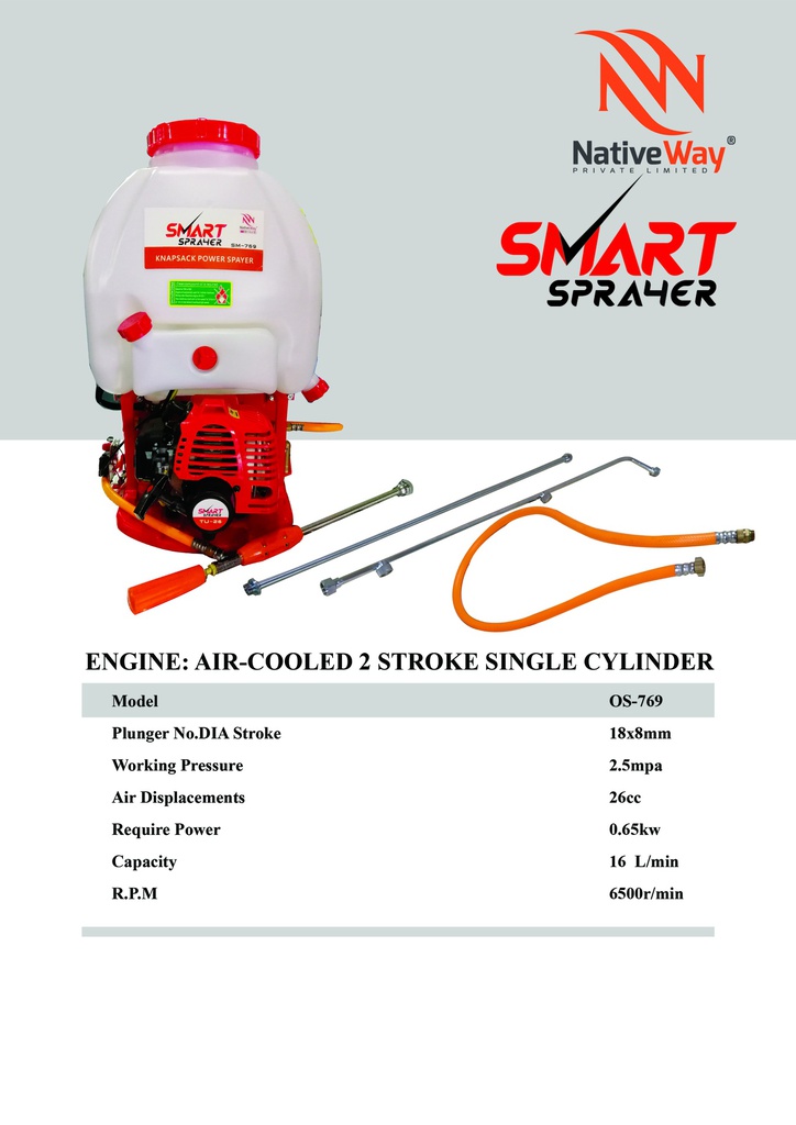 POWER SPRAYER, SM769, 16Ltr, KNAPSACK